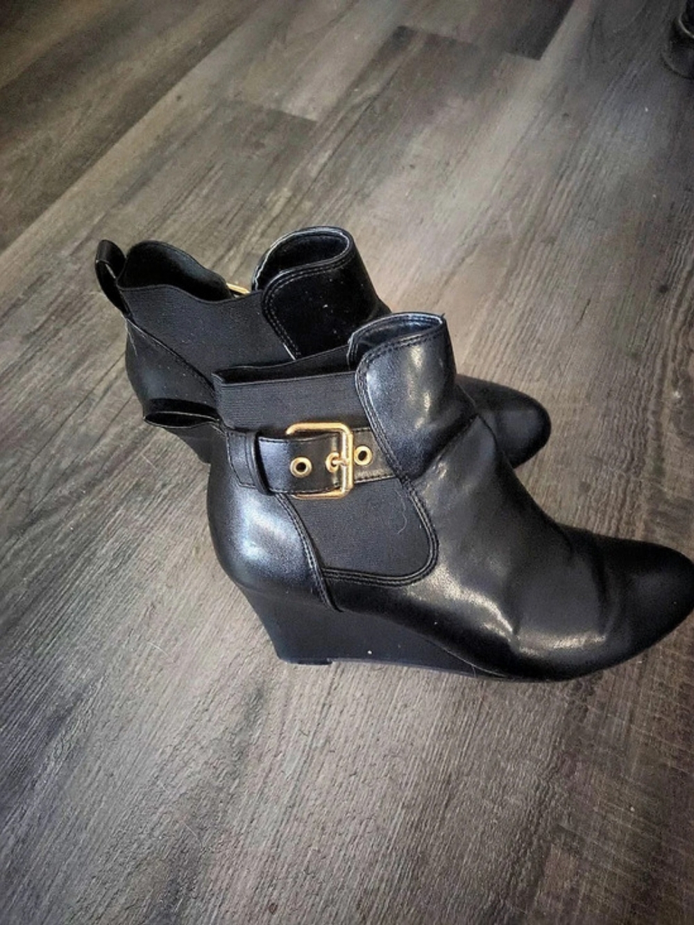 Dexflex Comfort Black Wedge Ankle Boots